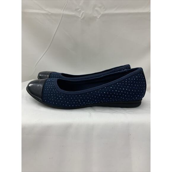 Karen Scott Navy Ballet Flats Womens 6.5 Beaded Flats Slip Ons - Picture 2 of 8